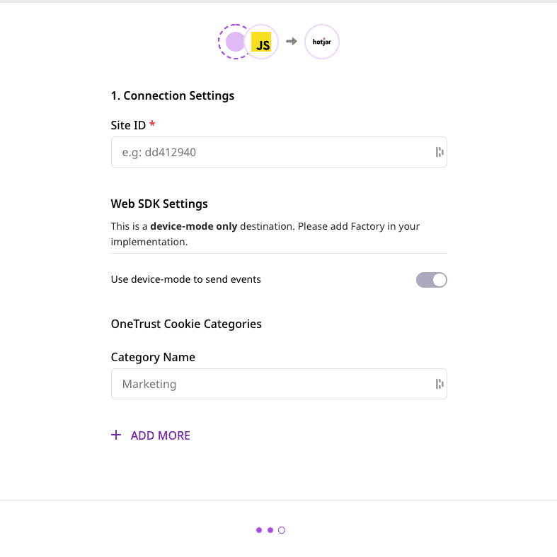 Hotjar connection settings