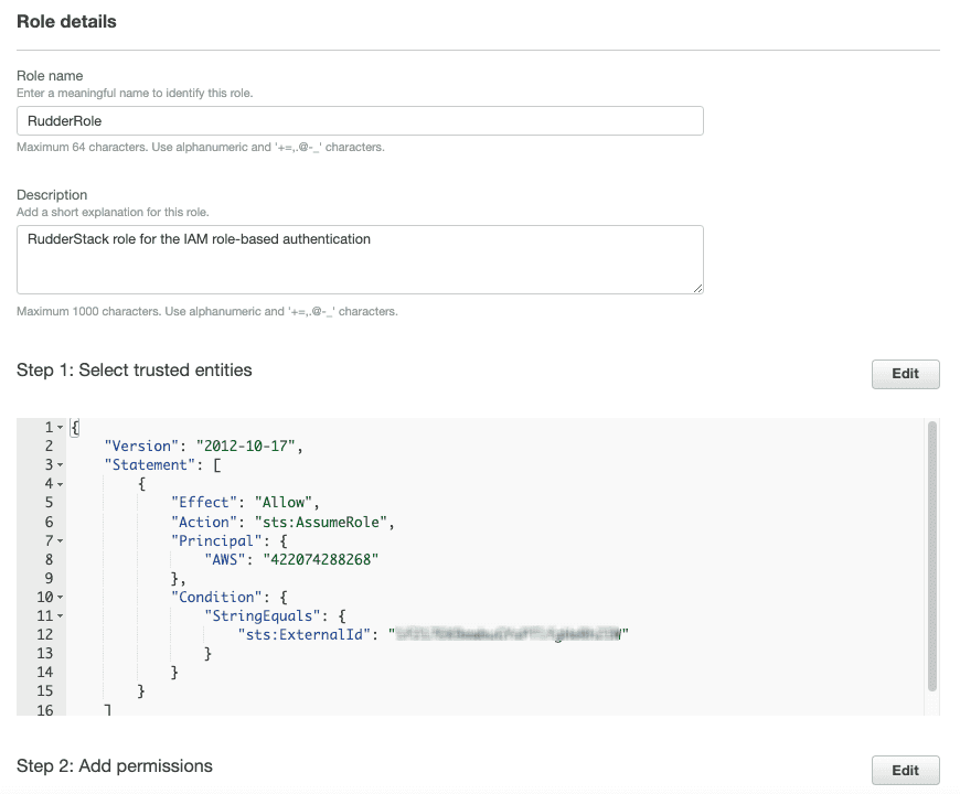 Setting up AWS IAM Role for RudderStack