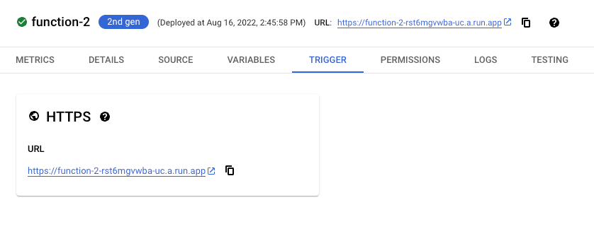 Google Cloud Functions trigger URL