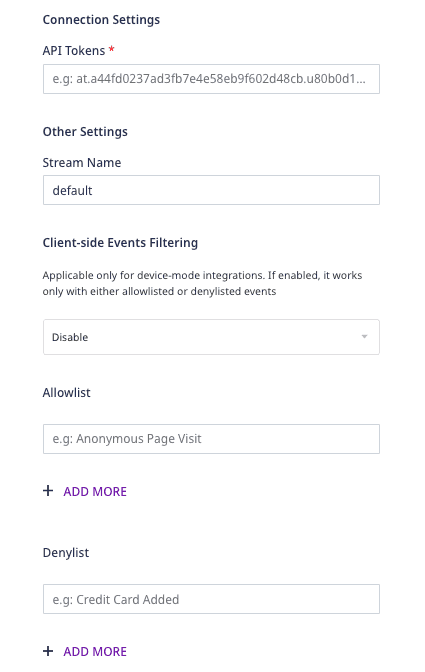 Lytics connection settings